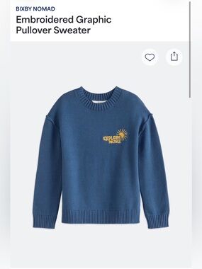 Stitch Fix Kids- Bixby Nomad Blue Embroidered Pullover Sweater